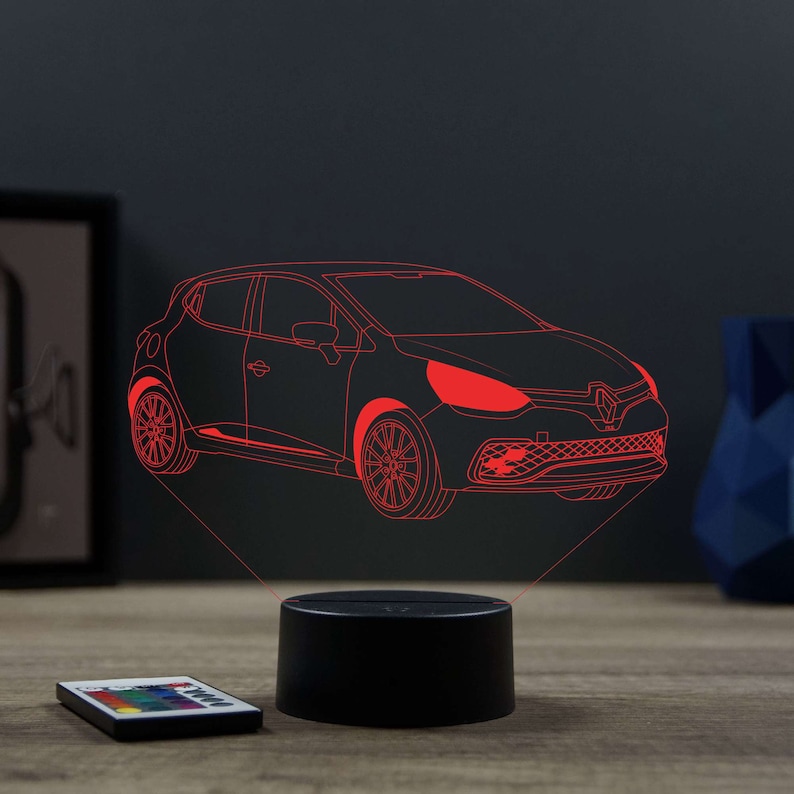 Lampe de chevet personnalisable veilleuse illusion 3D Renault Clio 4 RS 16 couleurs & télécommande image 8