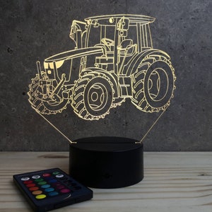 Lampe de chevet personnalisable veilleuse illusion 3D Tracteur agricole John Deere 16 couleurs & télécommande image 6