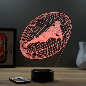Lampe de chevet personnalisable veilleuse illusion 3D Ballon de Rugby Essai 16 couleurs & télécommande image 6