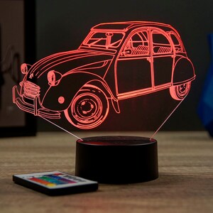 Lampe de chevet personnalisable veilleuse illusion 3D 2CV Citroën 16 couleurs & télécommande image 7