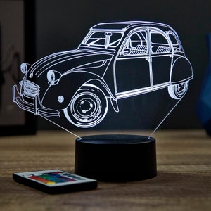 Lampe de chevet personnalisable veilleuse illusion 3D 2CV Citroën 16 couleurs & télécommande image 5