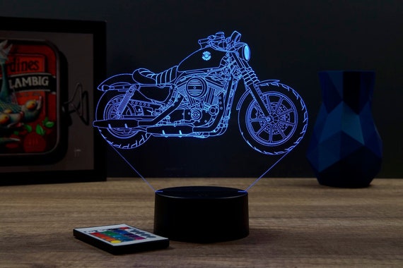 Lampe Moto 3D Personnalisable | 16 Couleurs | Nom Ou Message | Veilleuse Ambiance - Fabriquée En France