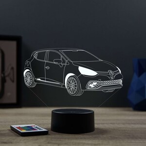 Lampe de chevet personnalisable veilleuse illusion 3D Renault Clio 4 RS 16 couleurs & télécommande image 4