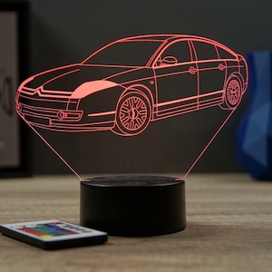 Lampe illusion 3D Citroën C6 16 couleurs Personnalisable Avec un Nom ou Message, Cadeau Veilleuse Déco Chambre Bureau