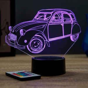 Lampe de chevet personnalisable veilleuse illusion 3D 2CV Citroën 16 couleurs & télécommande image 6