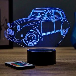 Lampe de chevet personnalisable veilleuse illusion 3D 2CV Citroën 16 couleurs & télécommande image 9