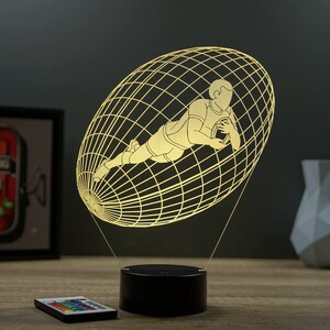 Lampe de chevet personnalisable veilleuse illusion 3D Ballon de Rugby Essai 16 couleurs & télécommande image 5