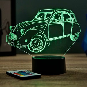 Lampe de chevet personnalisable veilleuse illusion 3D 2CV Citroën 16 couleurs & télécommande image 8