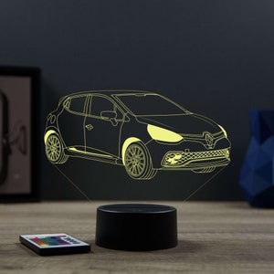 Lampe de chevet personnalisable veilleuse illusion 3D Renault Clio 4 RS 16 couleurs & télécommande image 7