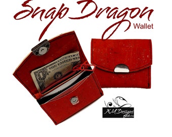 Portafoglio Snap Dragon, cartamodello pdf, fai da te, KM Designs