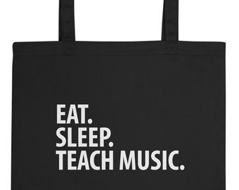 Regalo de profesor de música, Eat Sleep Teach Music Tote Bag / Long Handle Bags - 3402
