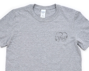 Elephant Outline T-Shirt: Soft Cotton Tee, Animal Lover Gift