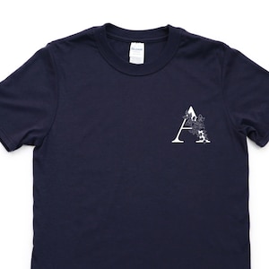 Camisa del alfabeto, camisa de la letra A, camiseta de flores botánicas - 4488