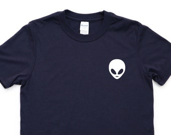Camiseta con cabeza de extraterrestre: mezcla de algodón suave, camiseta con gráfico de ciencia ficción