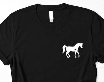 Horse T-Shirt: Equestrian Pocket Print, Horse Lover Gift 2885