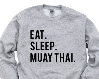 Muay Thai Sweatshirt: Eat Sleep Repeat, Unisex Cotton-Blend Sweater