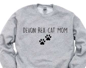 Devon Rex Cat Mom Sweatshirt: Unisex Cotton-Blend Sweater 2388