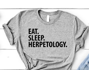 Eat Sleep Herpetology-T-shirt: zacht katoenen T-shirt met reptielenminnaar