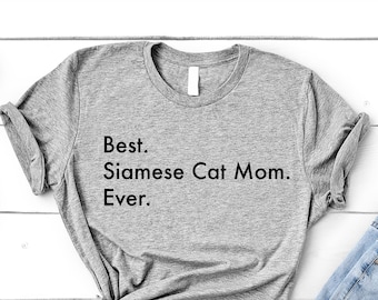 シャム猫ママTシャツ：ソフトコットンレディースTシャツ