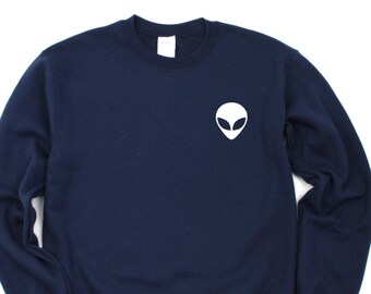 Alien Skull Sweater Alien Pocket Print Sweatshirt Mens Womens Gift - 172