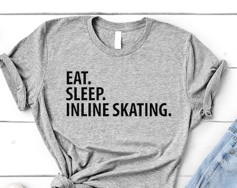 Eat Sleep Inline-Skating-T-Shirt: weiche Baumwollmischung