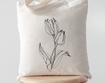 Tulip Tote Bag, Flower Floral Bag Plant Lover Gift  - 4748