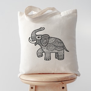 Bolsa Elefante, Bolsa Tote Floral Regalo Algodón - 4774