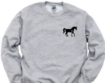 Horse Sweater Horse Owner Gift, Horse Lover Equestrian Sweatshirt Womens Pocket Print - 2885