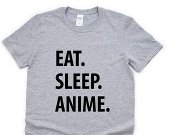 Anime-T-shirt Eat Sleep: zacht katoenen uniseks T-shirt