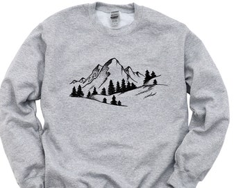 Hiking Mountain Sweater, Mountains Sweatshirt Adventure Nature Graphic Mens Womens Gift - 4362