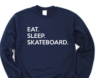 Skateboard Pullover, Eat Sleep Skateboard Sweatshirt Herren Damen Geschenke - 655