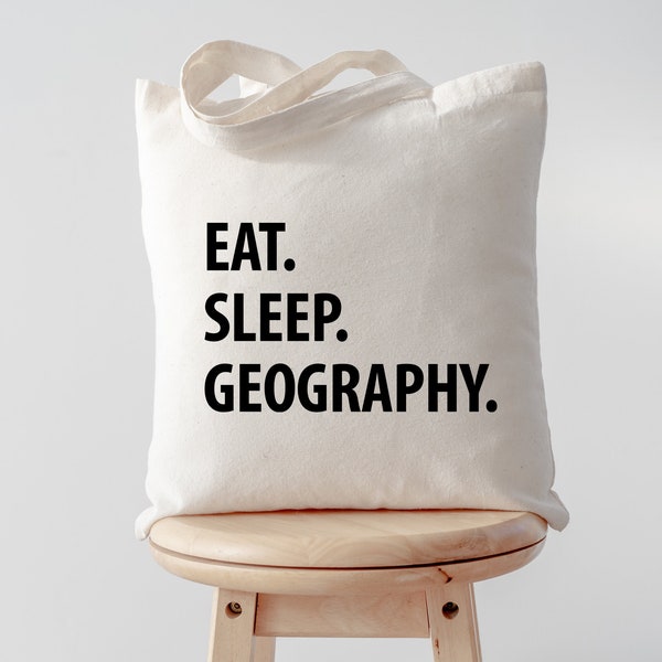 Eat Sleep Geografie Jutebeutel | Lange Henkel taschen - 1049