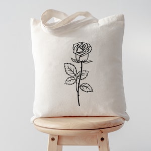 Rose Tote Bag, Flower Floral Bag Plant Lover Gift  - 4747