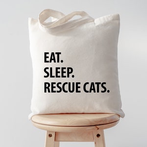 Cat Rescue Bag, Eat Sleep Rescue Cats Tote Bag | Long Handle Bags - 1222