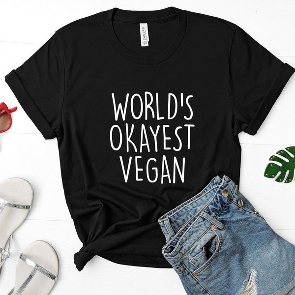 Funny Vegan T-Shirt, World's Okayest Vegan Shirt Mens Womens Gift - 1336