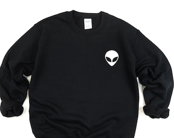 Alien Skull Sweater Pocket Print Mens Womens Sweatshirt - 172