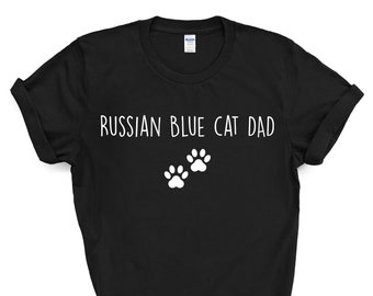 Russian Blue Cat T-Shirt, Russian Blue Cat Dad Shirt Mens Gift - 3285