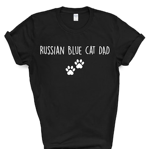 Blauwe Russische Kat T-Shirt, Blauwe Kat Vader Shirt Mens Cadeau - 3285
