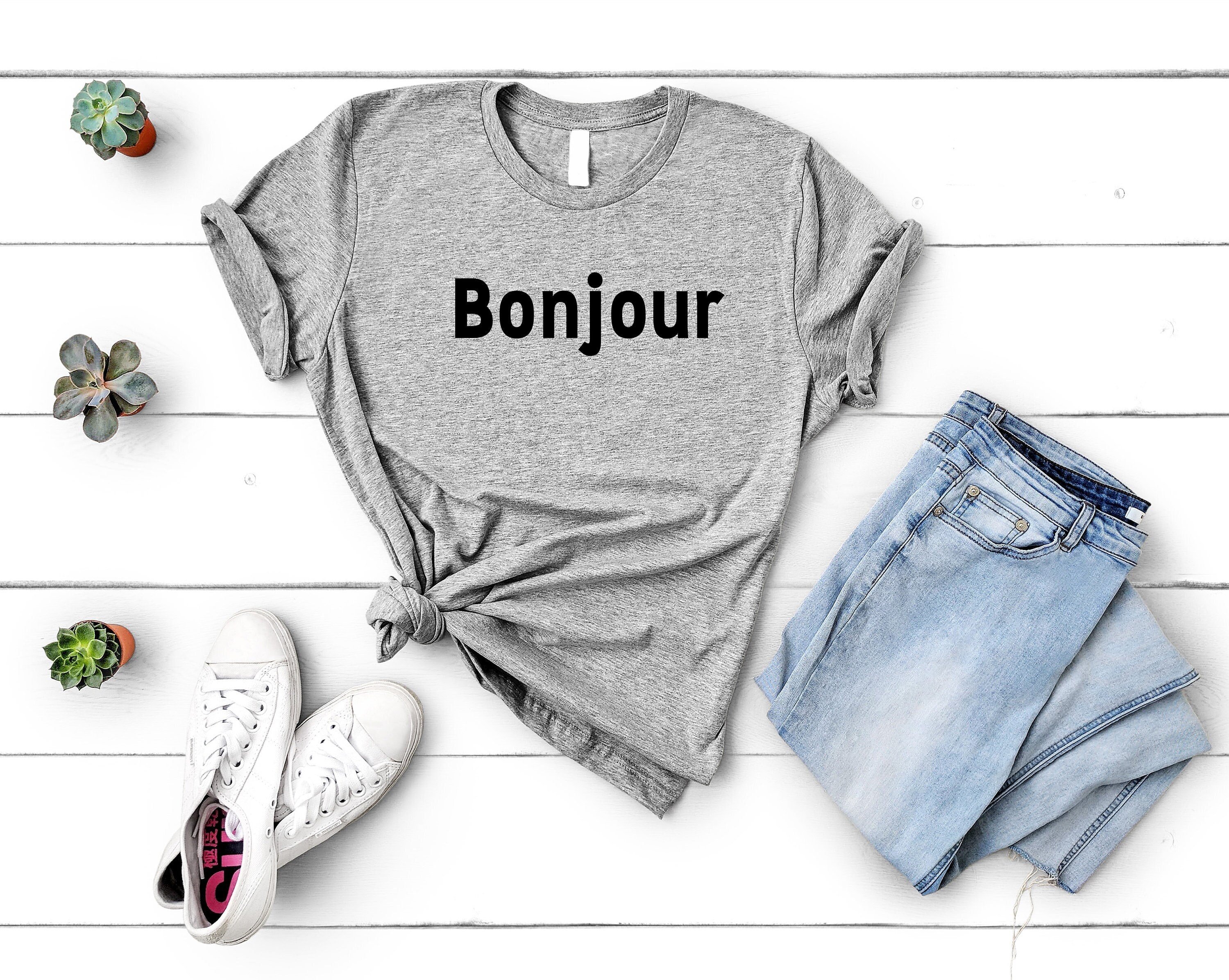 トップス Hello Bonjour! Beautiful T Shirts Belle ''Bonjour'' T-Shirt for Women – Beauty and the Beast
