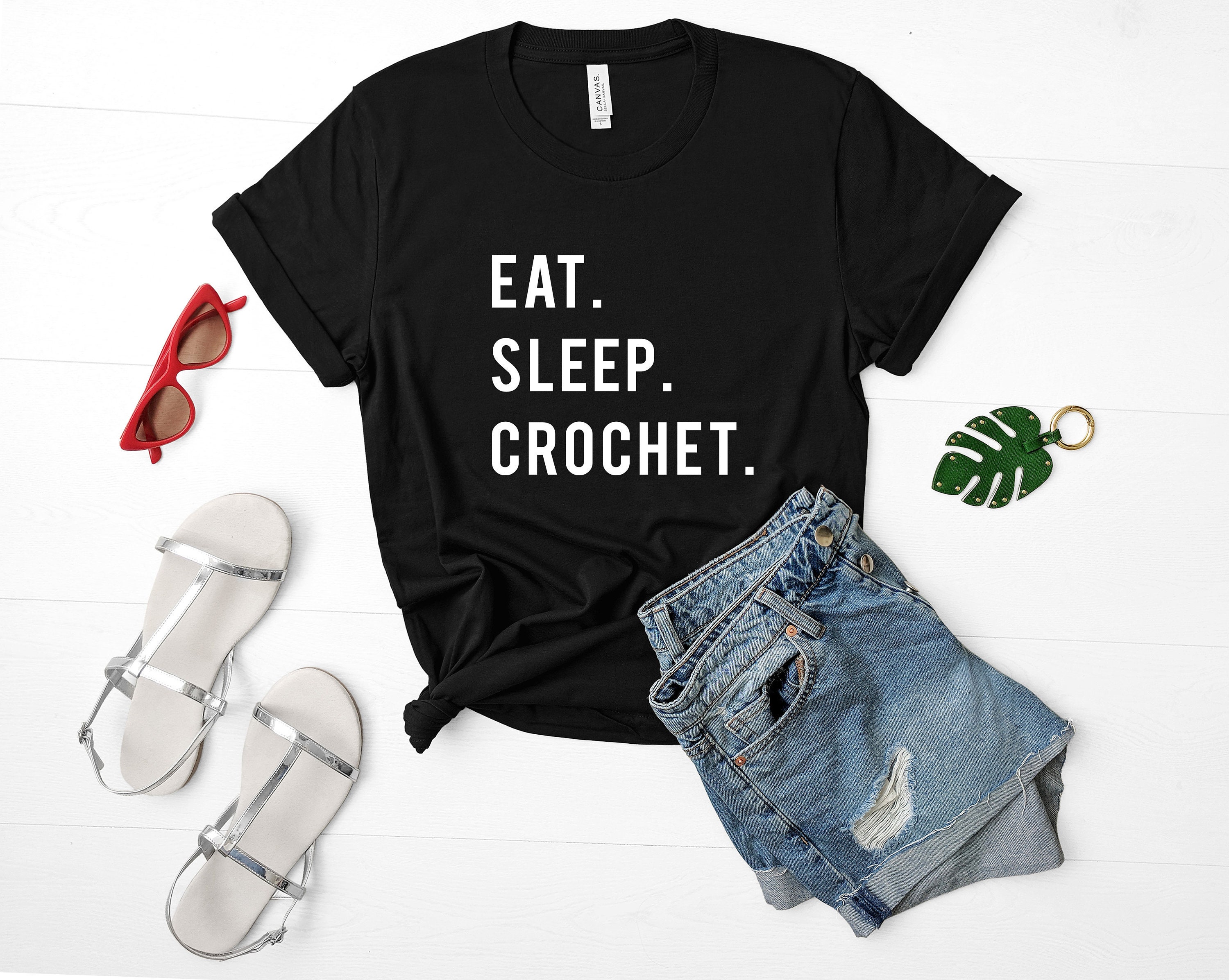 Crochet T-Shirt, Eat Sleep T-Shirt Mens Womens - 854