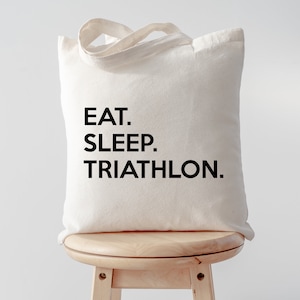 Triathlon Bag, Eat Sleep Triathlon Tote Bag | Long Handle Bags - 647