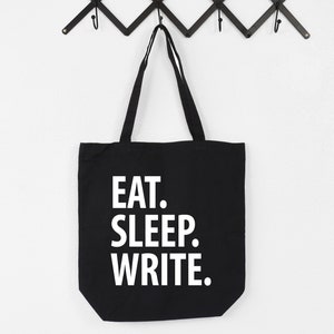 Schriftsteller Geschenk, Eat Sleep Schreibtasche | Lange Henkel Taschen - 2258