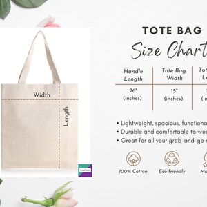 May include: A beige tote bag with a 26 inch handle, 15 inch width, and 16.5 inch length. The bag is made of 100% cotton and is eco-friendly and multi-use.