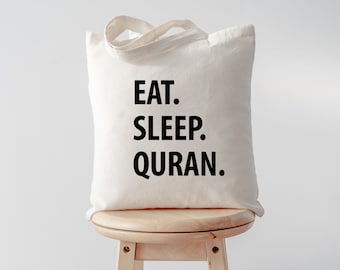Eat Sleep Quran Tote Bag | Lange Henkel Taschen - 1226