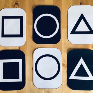 Set of 20 High Contrast Montessori Inspired Geometric Shape Cards Instant Download