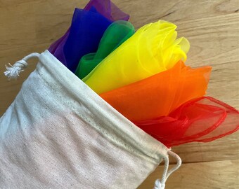 Montessori Rainbow Play Scarves 70cm x 70cm