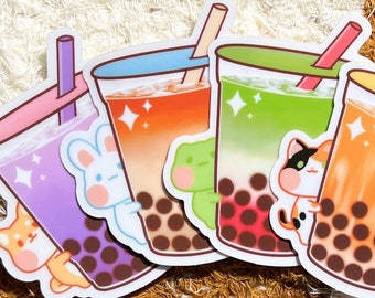Boba Sticker, Waterproof Transparent Vinyl Stickers