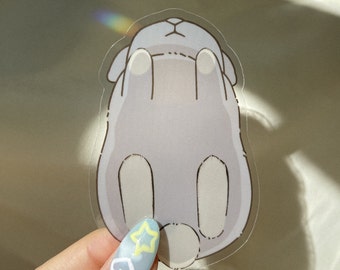 Bottom Bunny Loaf Sticker, Transparent Waterproof Sticker, Lop Rabbit