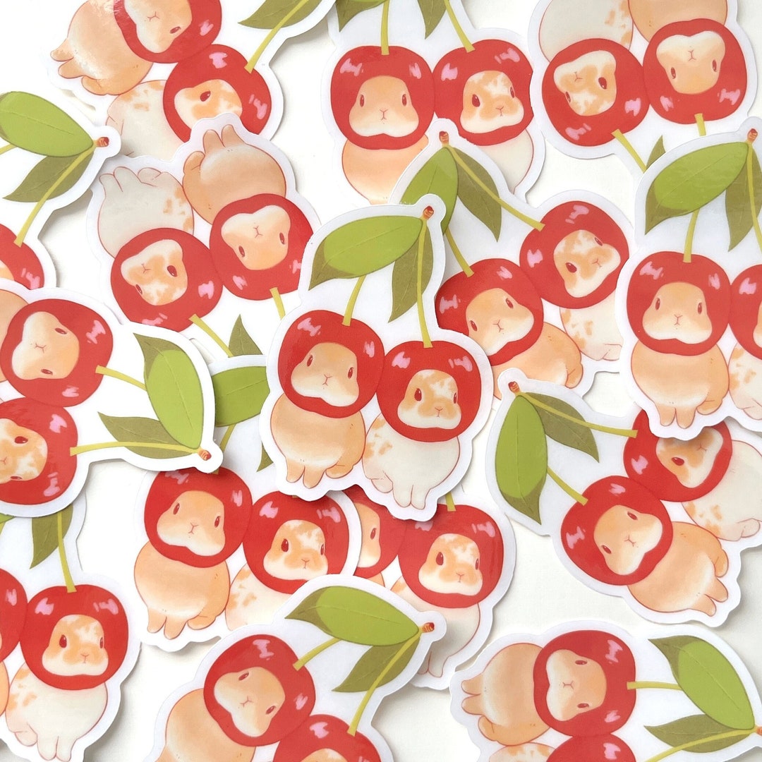 Cherry Bunnies Sticker, Clear Vinyl Sticker, Waterproof - Etsy