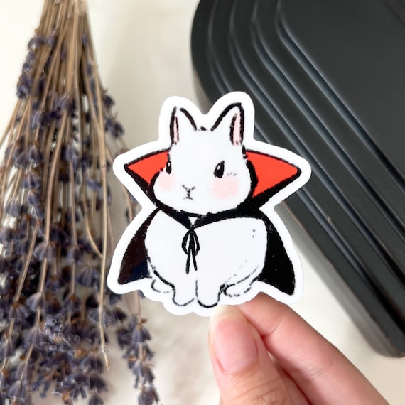 Vampire Bunny Sticker, Waterproof Vinyl Sticker, Halloween, Count Bunnicula